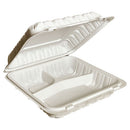 WHITE MFPP HINGED-LID CONTAINER 9"x9"x3" - 3 COMPARTMENTS - 150 per case