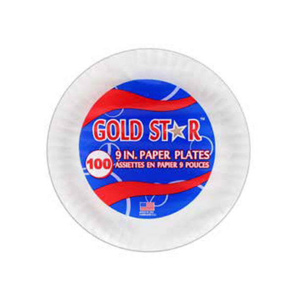 ASSIETTE EN PAPIER BLANC «GOLD STAR» 9"  - 1200 par caisse