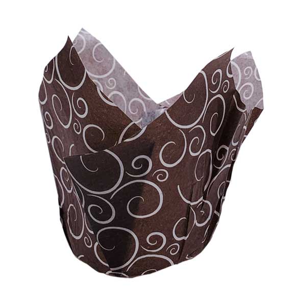 BROWN PAPER TULIP MUFFIN MOLD WITH SPIRAL PRINT 175MM - 1000 per case