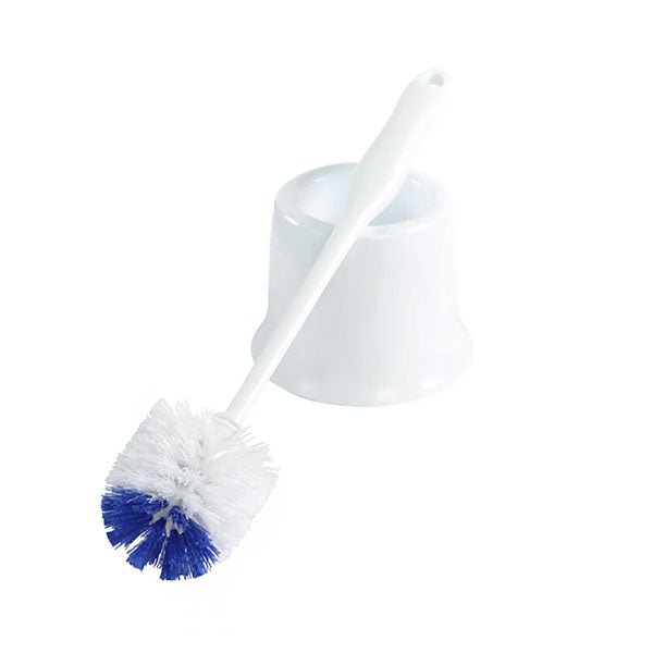 WHITE TOILET BRUSH AND CADDY SET 