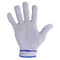 POLY/COTON STRINGKNIT GLOVES WITH BLUE LINE AND WHITE WRIST SERGING LARGE - 12 pairs