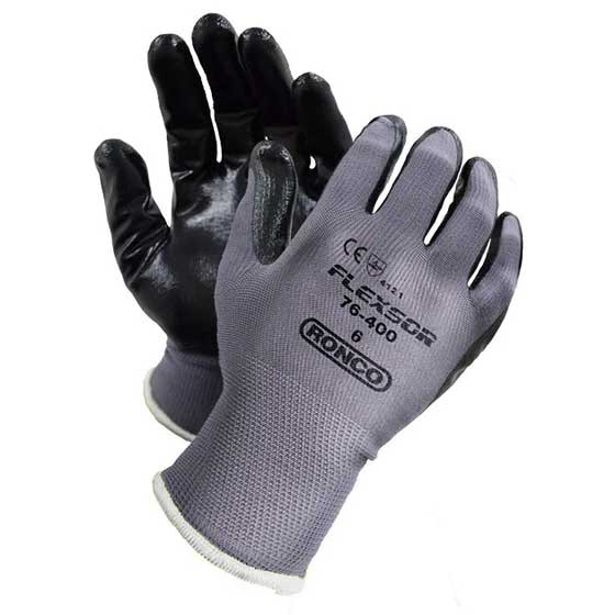 GREY/BLACK NITRILE DEXTERITY GLOVE XX-LARGE - 12 pairs per pack