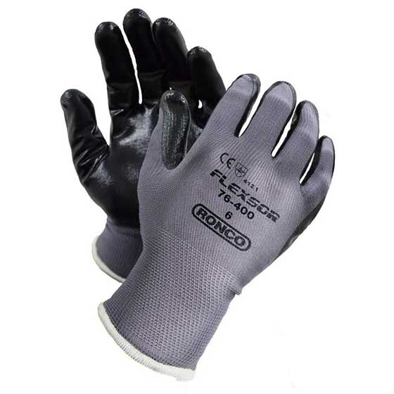 GREY/BLACK NITRILE DEXTERITY GLOVE X-SMALL - 12 pairs per pack