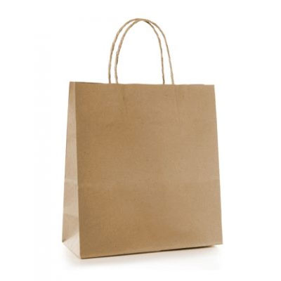 BROWN PAPER BAG WITH HANDLES 16''x6''x19'' - 200 per case