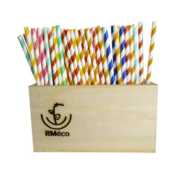 STRIPED JUMBO PAPER STRAW VARIOUS COLOURS 8" 7MM - 245 per pack