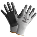 GREY AND BLACK NITRILE DEXTERITY GLOVE "FLEXSOR" - LARGE (SIZE 9) - 12 pairs per pack